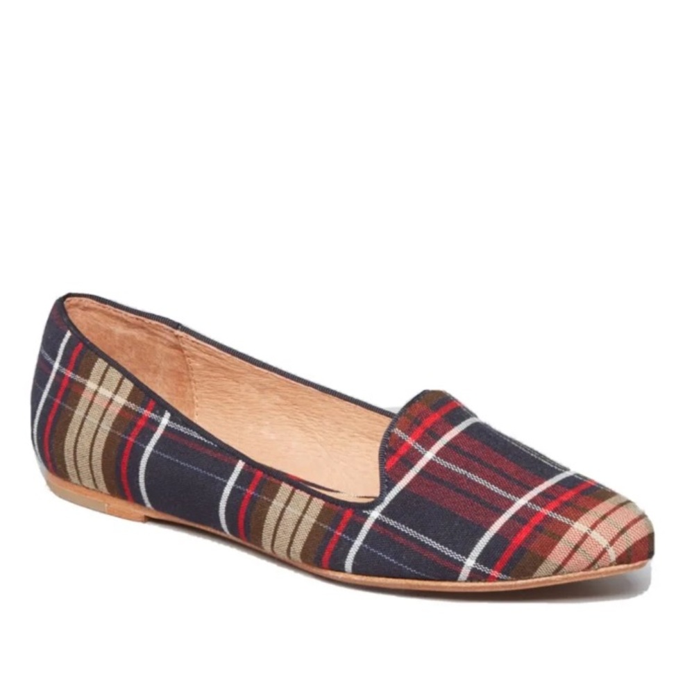 Joie Navy Plaid Pointed Flats